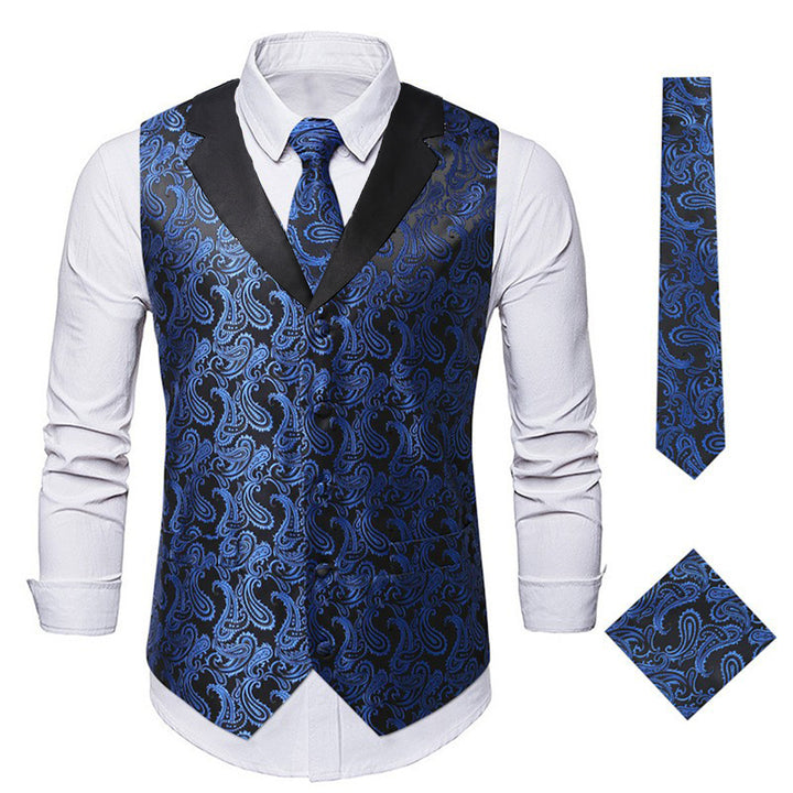 Herren elegante Weste mit floralem Jacquard-Muster und passendem Krawatten-Set Echoarchiv