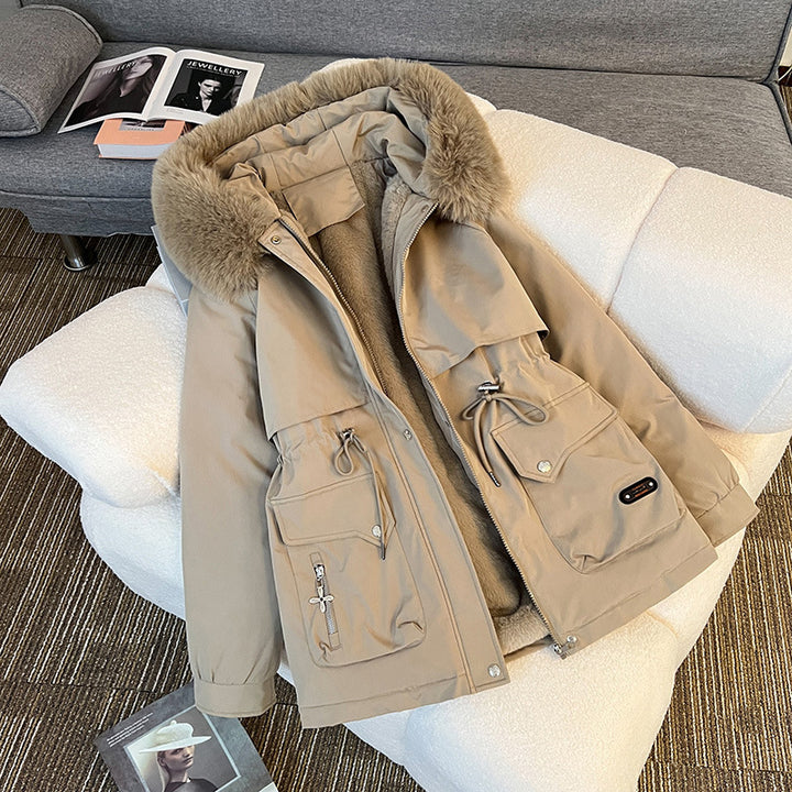 Damen nan wattierter Parka mit abnehmbarer Kunstfellkapuze, Teddyfutter und taillierbarem Kordelzug Echo Archiv