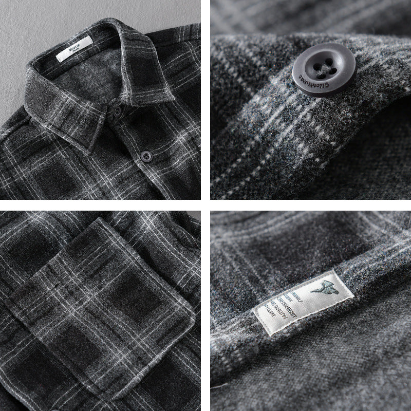 Herren Karo-Flanell-Overshirt mit Brusttasche und Relaxed-Fit Echoarchiv