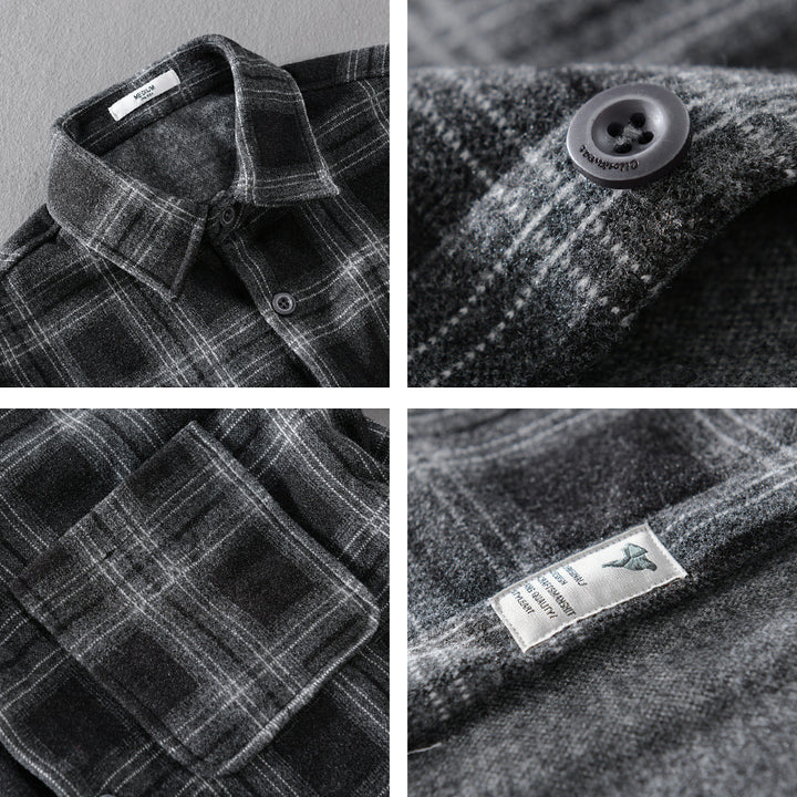 Herren Karo-Flanell-Overshirt mit Brusttasche und Relaxed-Fit Echoarchiv