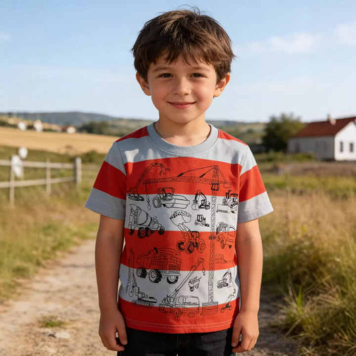 Jungen T-Shirt mit buntem Baustellenfahrzeug-Motiv Echo Archiv