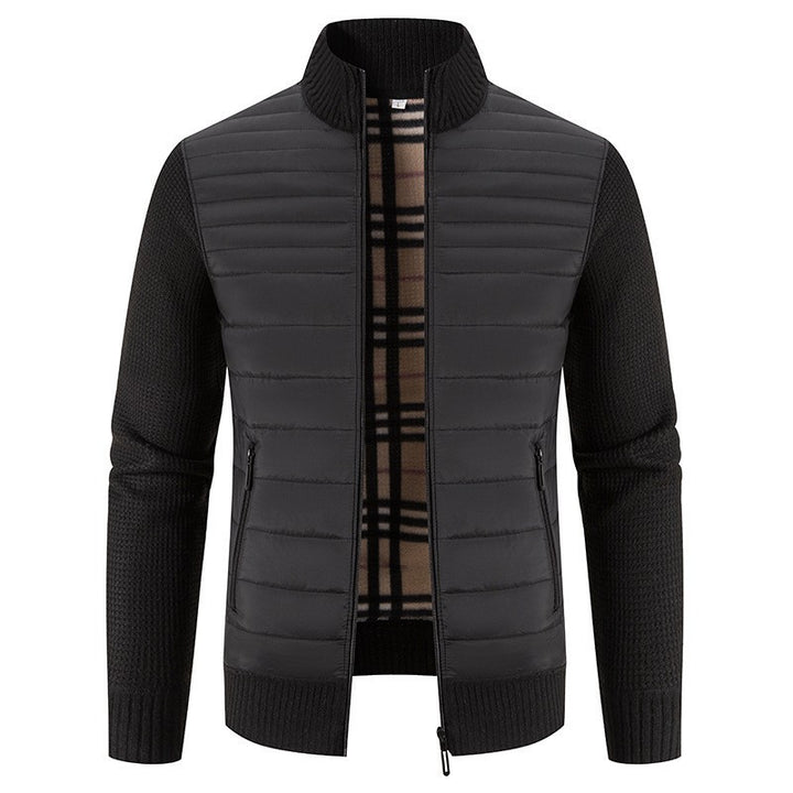 Herren Steppjacke mit modernem Strickärmeln und hohem Kragen Echoarchiv