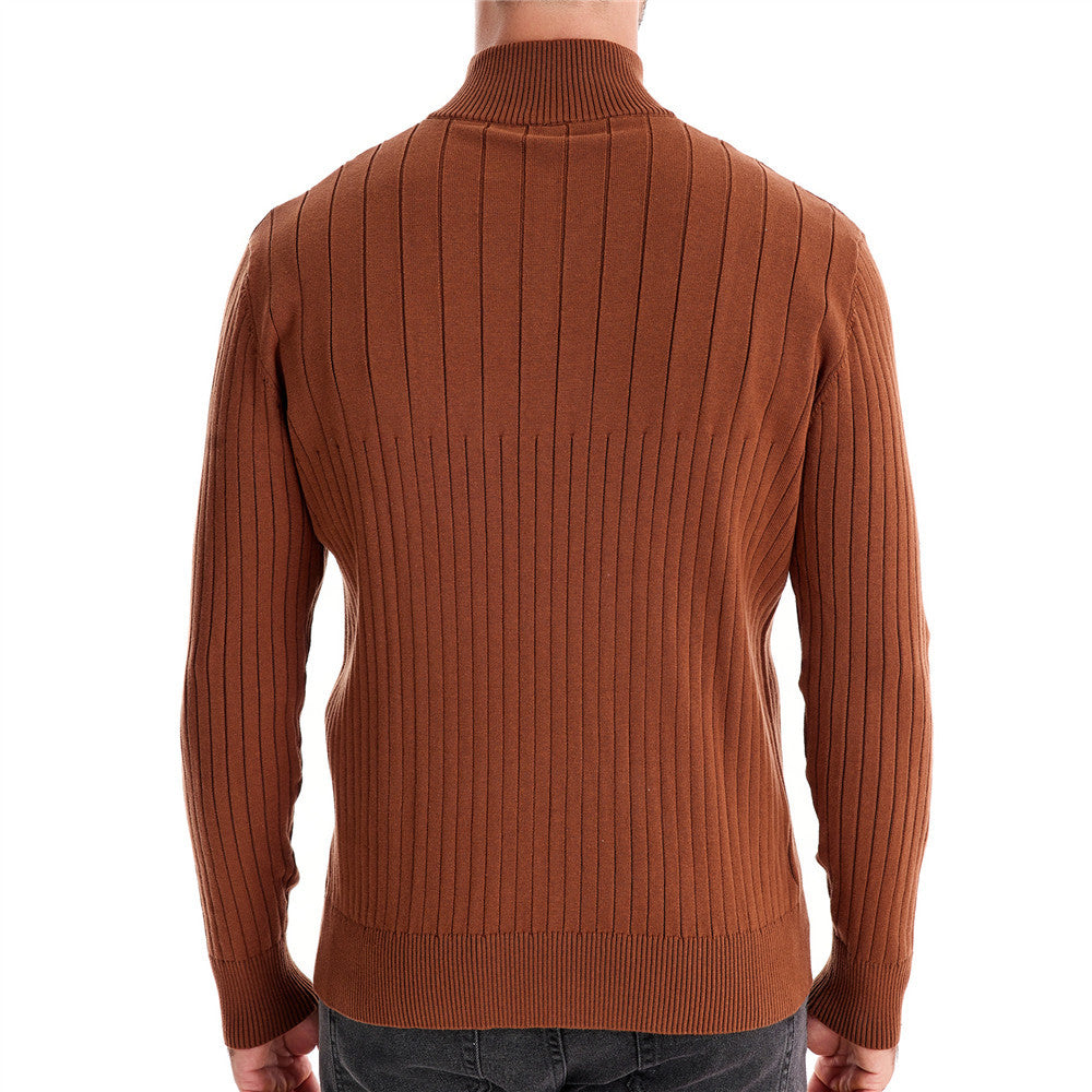 Herren Pullover mit halbem Reißverschluss und Rippstruktur Echoarchiv