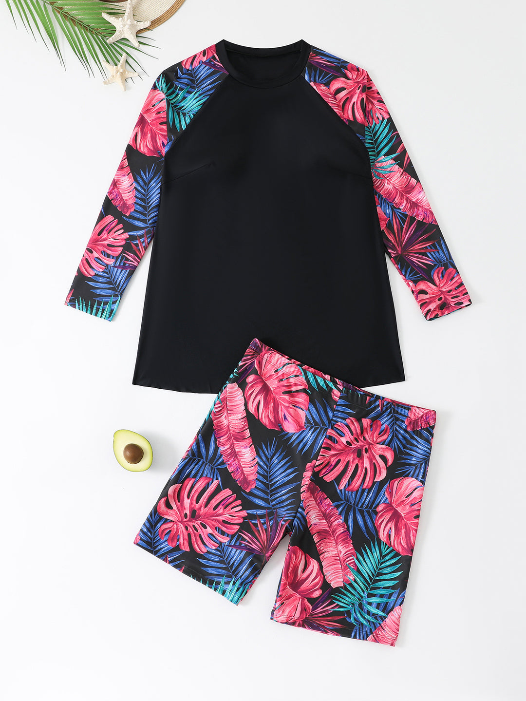 Damen UV-Schutz Badeanzug-Set mit ärmellosem Oberteil und kurzen Hosen Echo Archiv