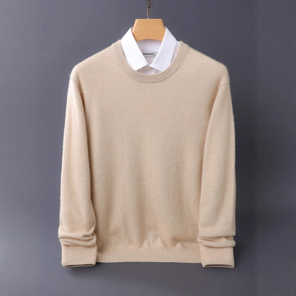 Herren Feiner Rundhals-Strickpullover in Kaschmir‑Optik mit gerippten Bündchen Echoarchiv