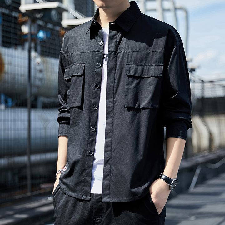 Herren Overshirt im Utility-Canvas-Look mit Brustpattentaschen und geradem Schnitt Echoarchiv