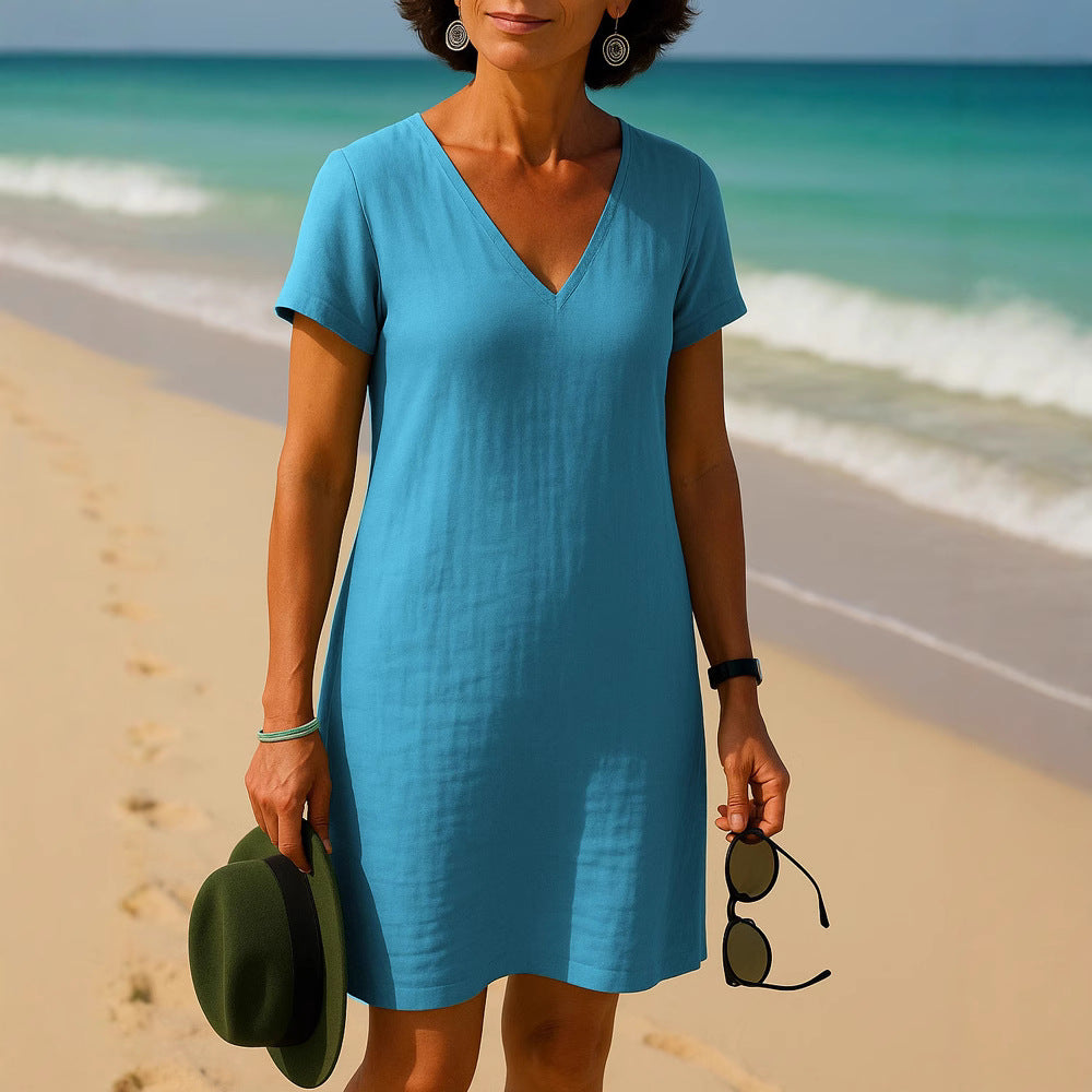 Damen Sommerliches V-Ausschnitt Kleid Echo Archiv