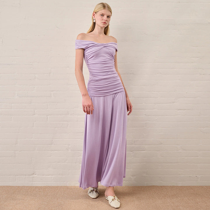 Damen Langarm-Maxikleid mit drapierten Details Echo Archiv