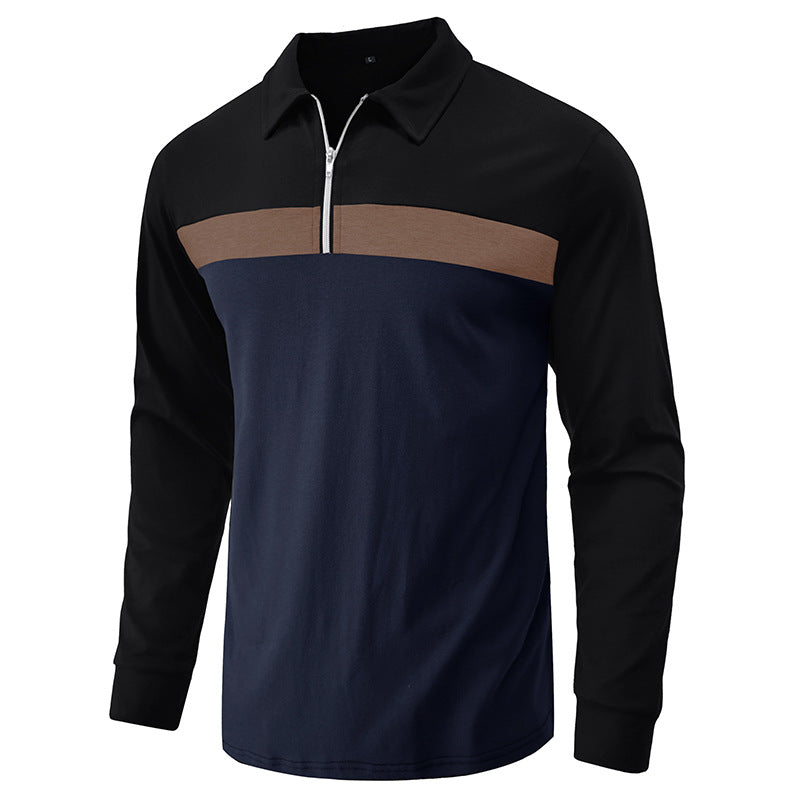 Herren sportliches Langarmshirt mit modernem Halbreißverschluss und Farbblockdesign Echoarchiv