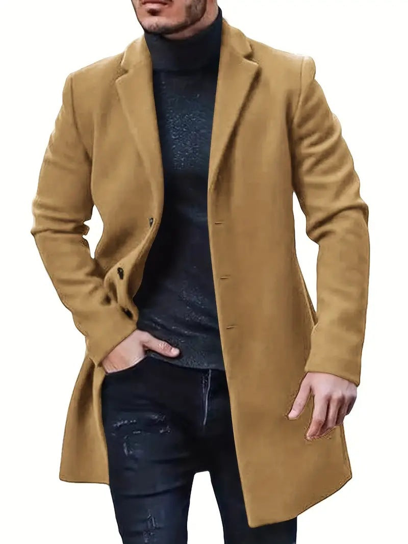 Herren Eleganter Wollmantel mit klassischem Revers und Echoarchivrnem Schnitt Echoarchiv