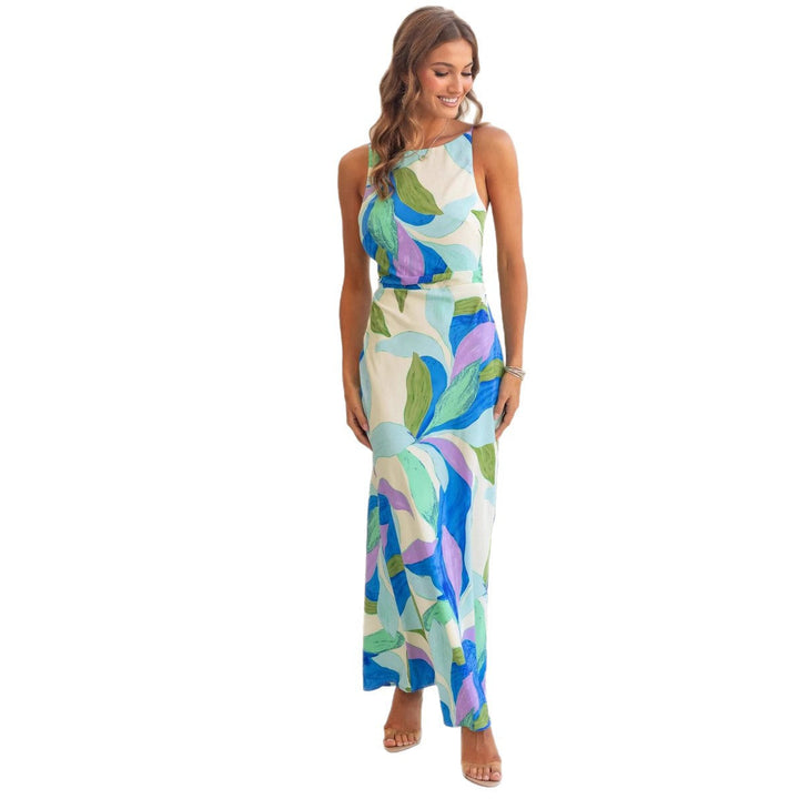 Damen Maxikleid mit modernem floralem Design und elegantem Schnitt – Valéora