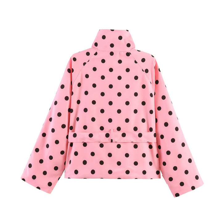 Damen Kurz geschnittener Regenmantel mit Polka-Dot-Muster und Bindegürtel Echo Archiv