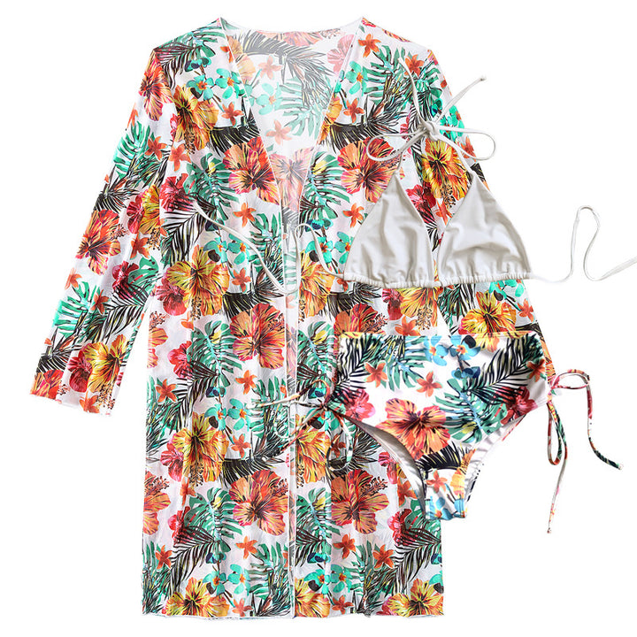 Damen Hochtaillierter Bikini mit floralem Cover-Up Echo Archiv