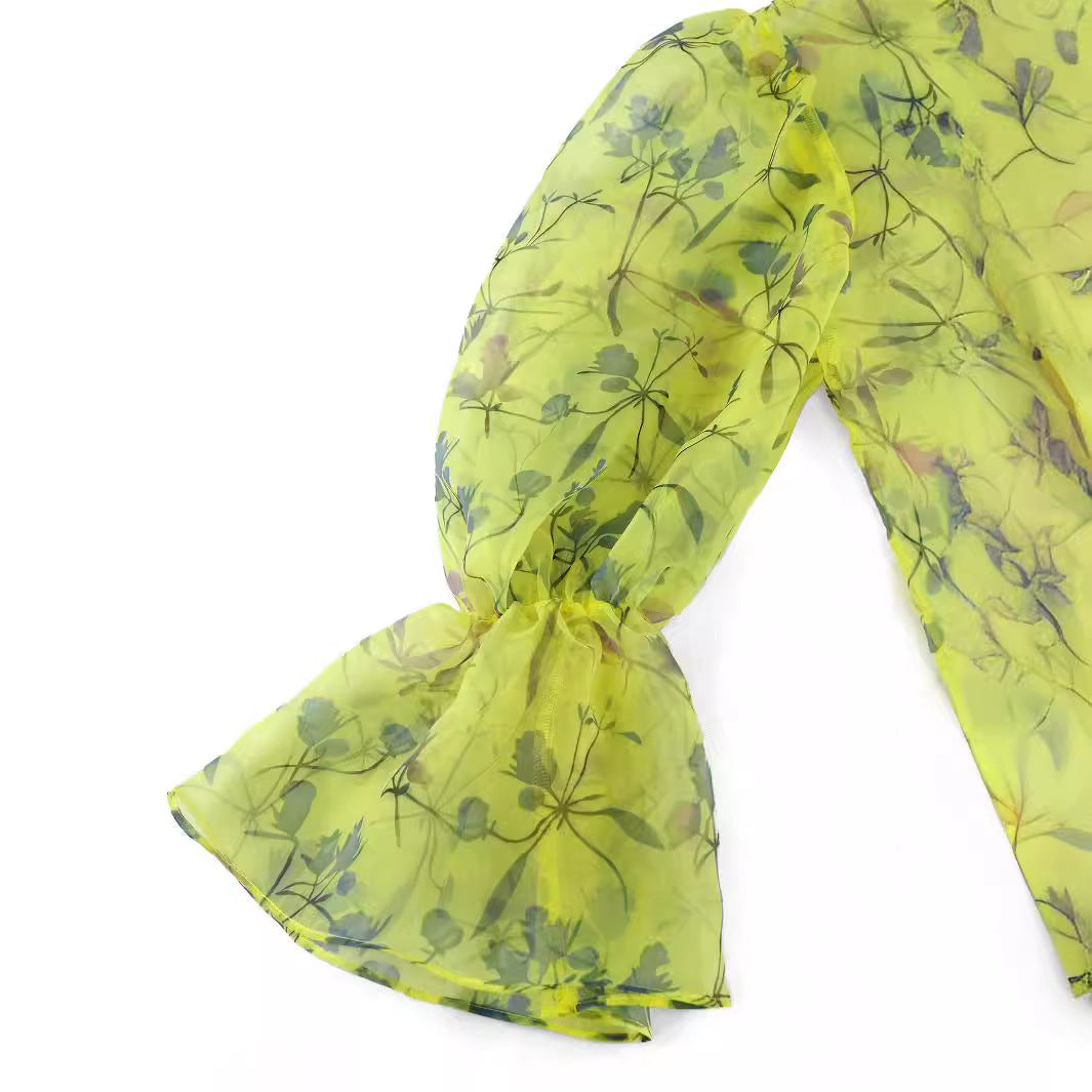 Damen blumige Chiffonbluse mit voluminösen Ärmeln Echo Archiv
