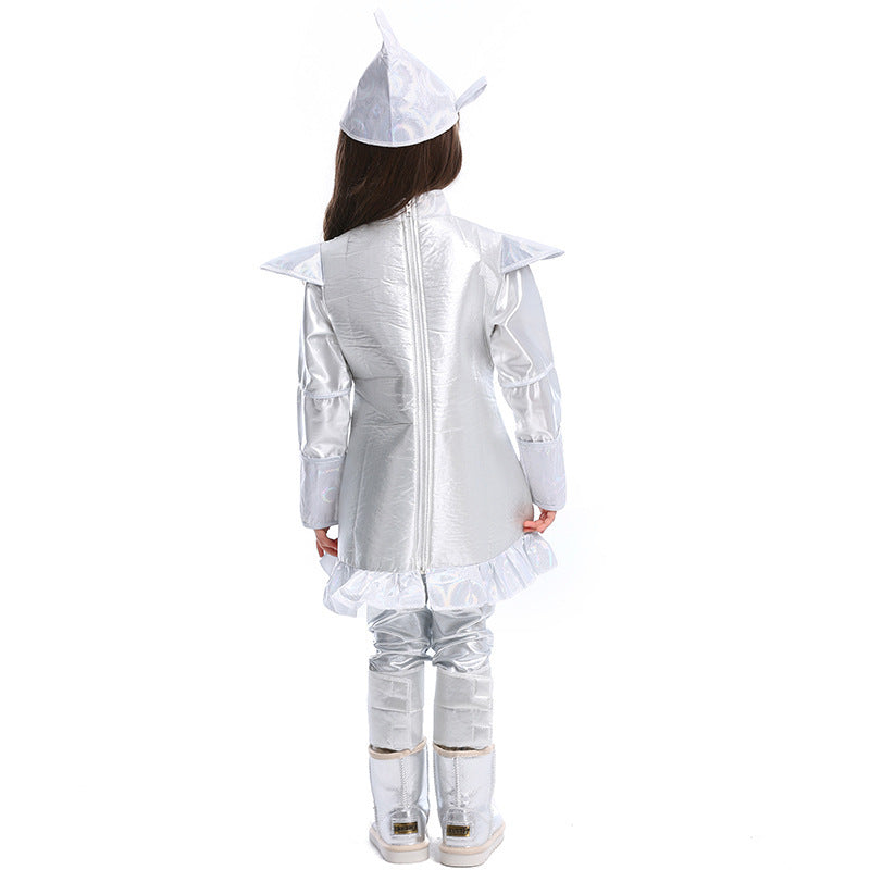Mädchen Kostüm als Silberner Holzfäller mit detaillierten Accessoires Echo Archiv