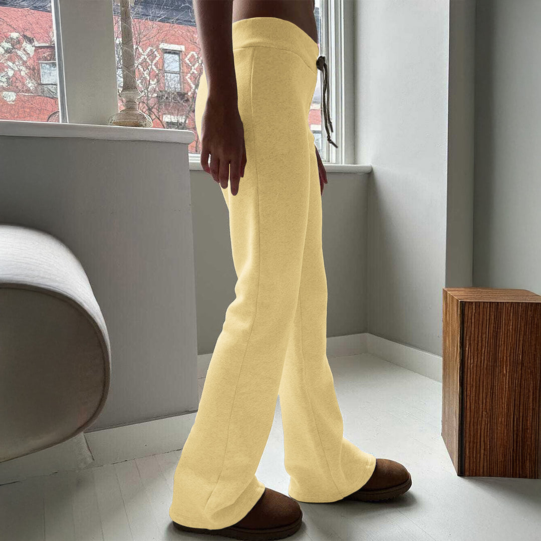 Damen Hochbund Loungehose mit Kordelzug, ausgestelltem Bein und weichem Sweatmaterial – Avélisse