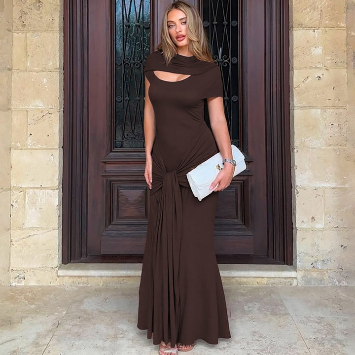 Damen Elegantes Langarm-Maxikleid mit raffiniertem Knotendesign Echo Archiv