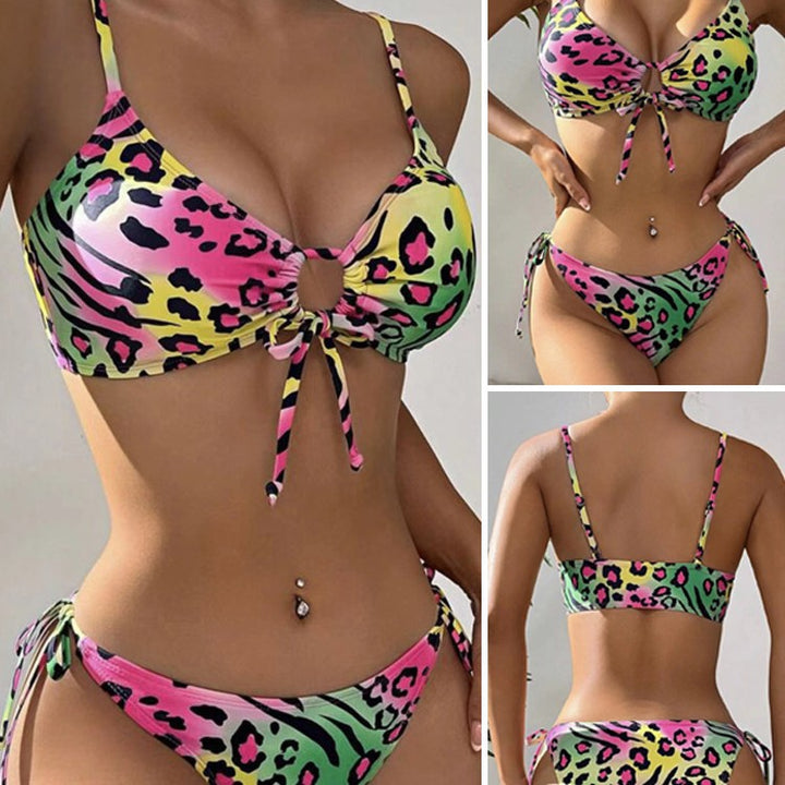 Damen Triangel-Bikini mit flippigem Tiermuster und verstellbaren Trägern Echo Archiv