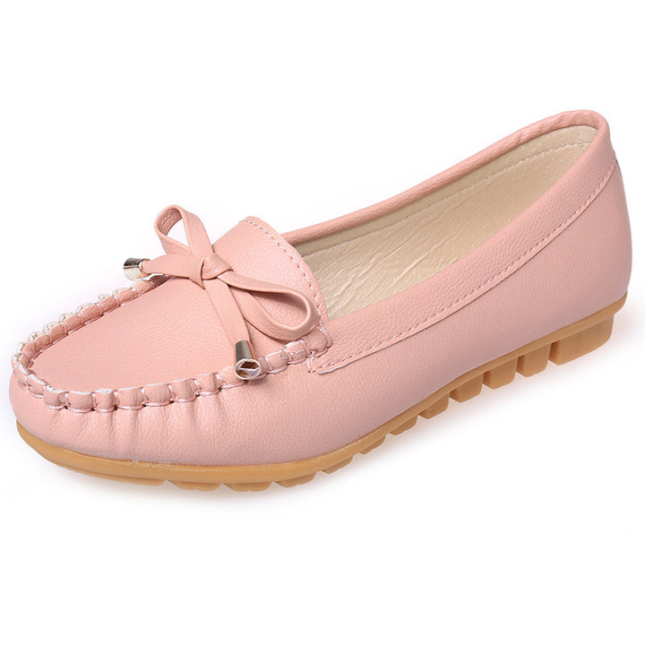 Damen Lederoptik Mokassin-Slipper mit Dekorschleife und profiliertem Gummisohlen-Design – Lioré