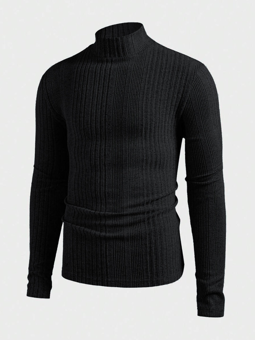 Herren Strickpullover mit hohem Kragen und Rippstruktur Echoarchiv