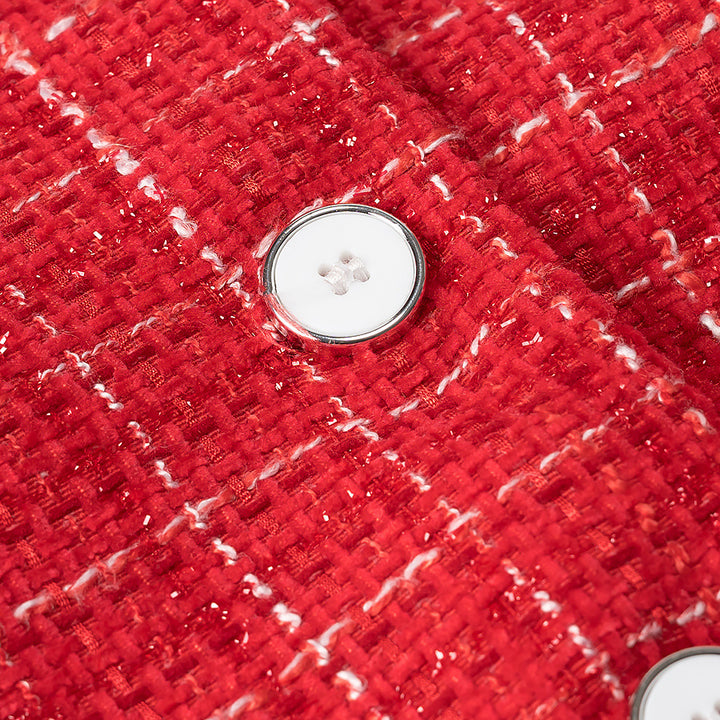 Damen Kurzgeschnittener Bouclé‑Tweed‑Blazer mit Rundhals, Zierknöpfen und aufgesetzten Taschen Echo Archiv