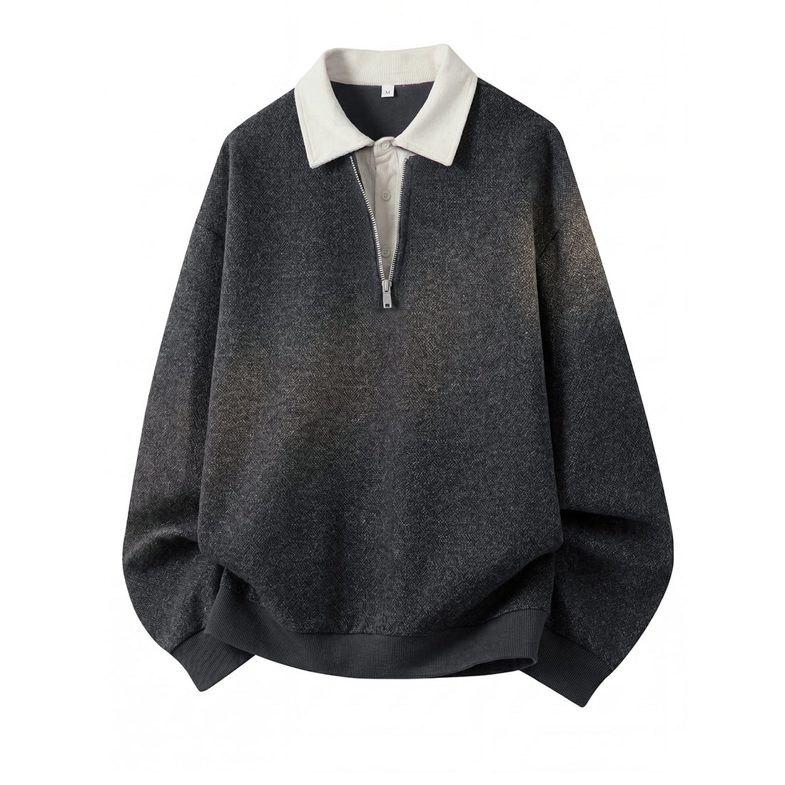Unisex Oversize Pullover mit halbem Reißverschluss und kontrastierendem Kragen Echo Archiv
