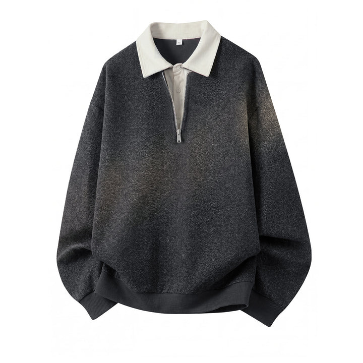 Unisex Oversize-Pullover mit Polokragen und halbem Reißverschluss Echo Archiv