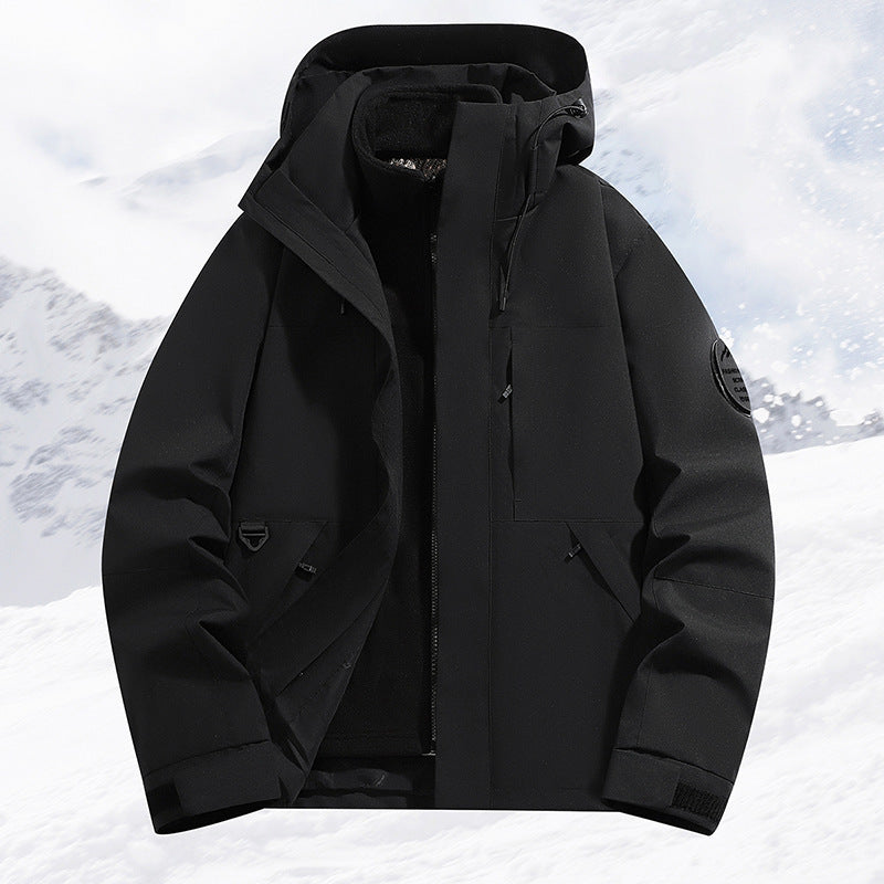 Männer Schicht Schnee Sportjacke mit atmungsaktiver Membran und verstellbarem Kapuze – Marzano