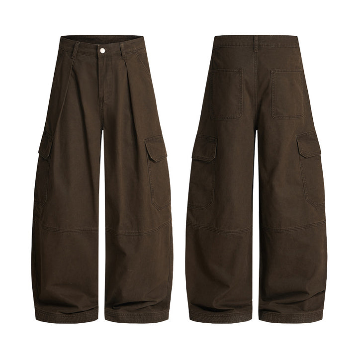 Herren Extraweite Canvas‑Cargohose mit hoher Bundlinie, Knieabnähern und aufgesetzten Pattentaschen Echo Archiv