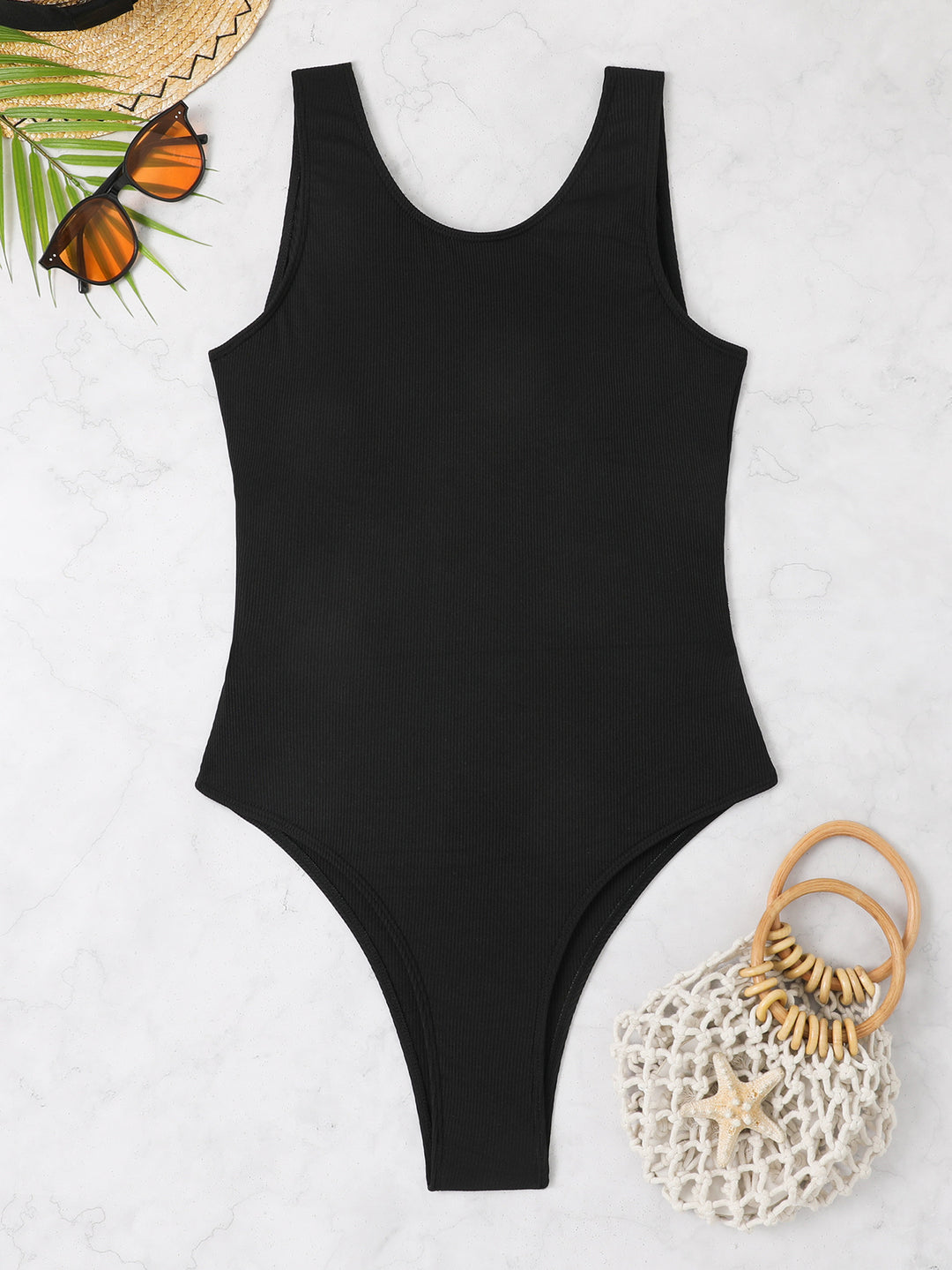 Damen Einteiler Badeanzug mit sportlichem Rippdesign Echo Archiv