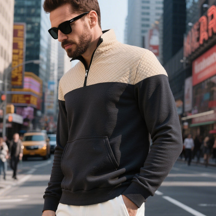 Herren modischer Sweatshirt mit hohem Kragen und zwei Taschen Echoarchiv