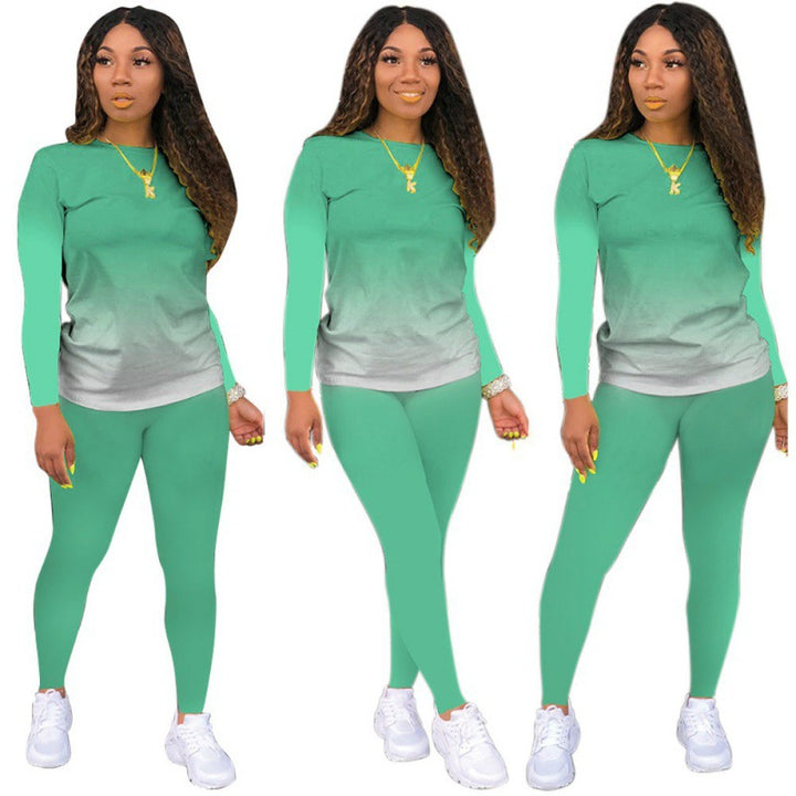 Damen Zweiteiliges Stretch-Set mit Langarmshirt und High-Waist-Leggings – Avérine