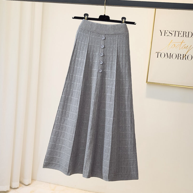 Damen Eleganter Maxirock mit Knopfdetails und strukturiertem Design Echo Archiv