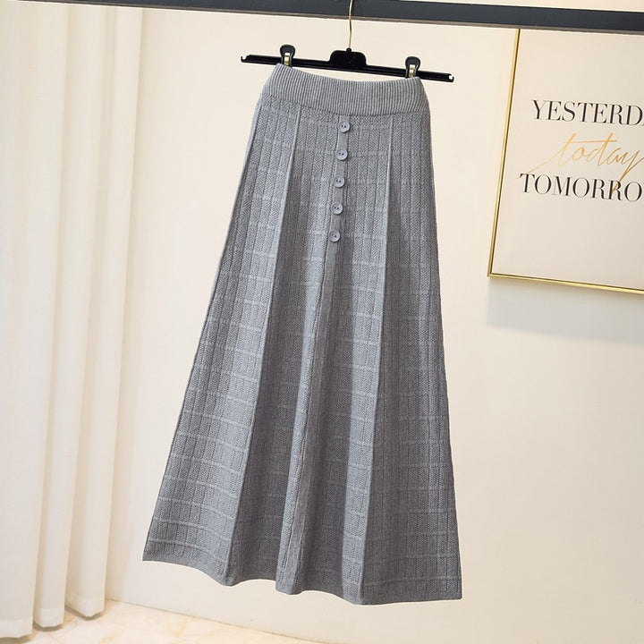 Damen Eleganter Maxirock mit Knopfdetails und strukturiertem Design Echo Archiv