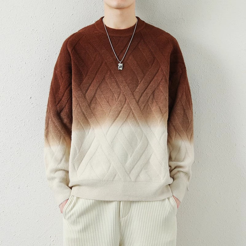 Herren Gemusterter Strickpullover mit modischem Farbverlauf Echoarchiv