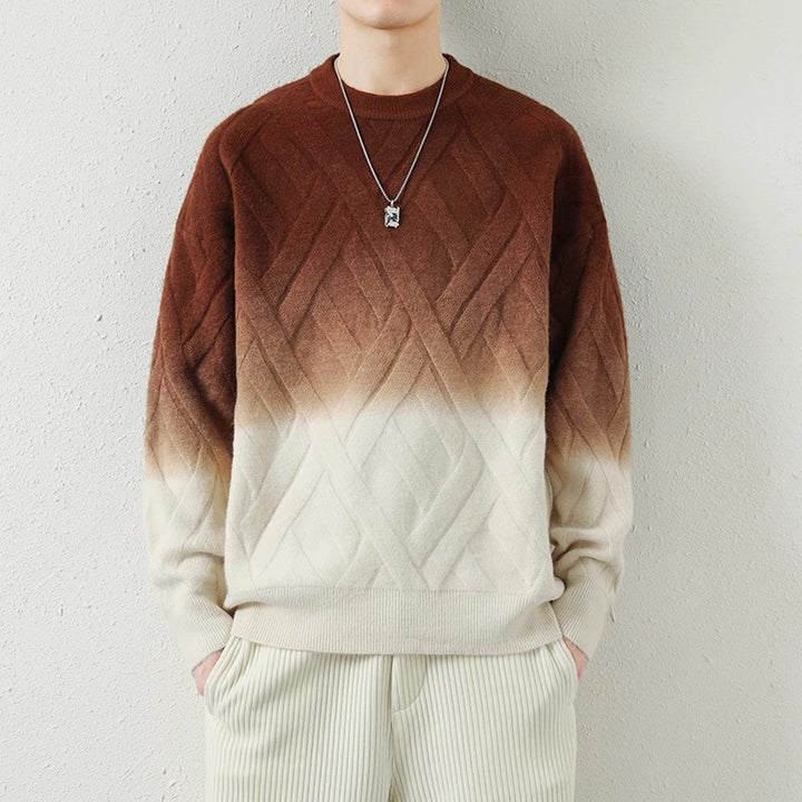 Herren Gemusterter Strickpullover mit modischem Farbverlauf Echoarchiv
