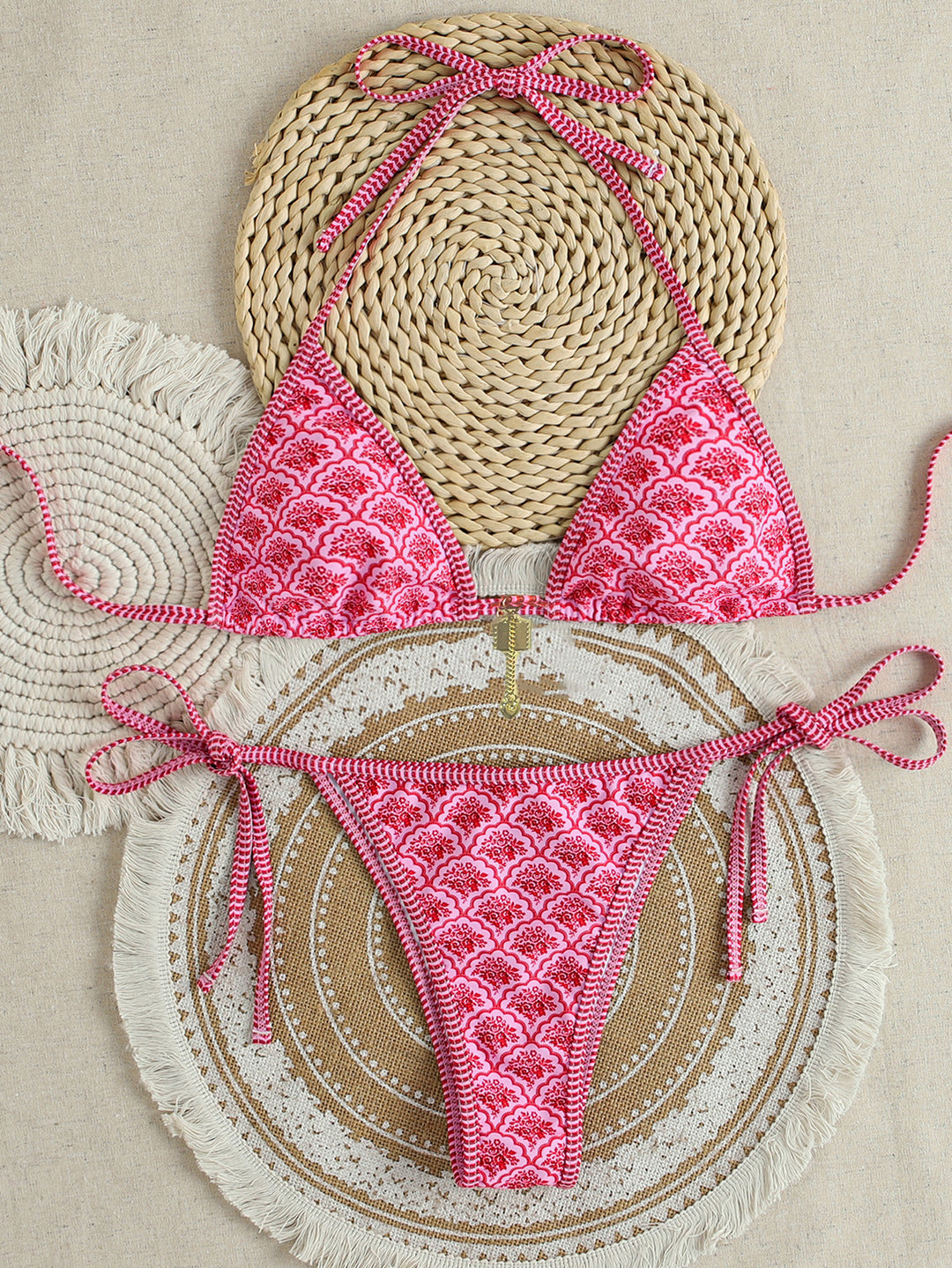 Damen Triangel-Bikini mit verspieltem Palmenmuster Echo Archiv