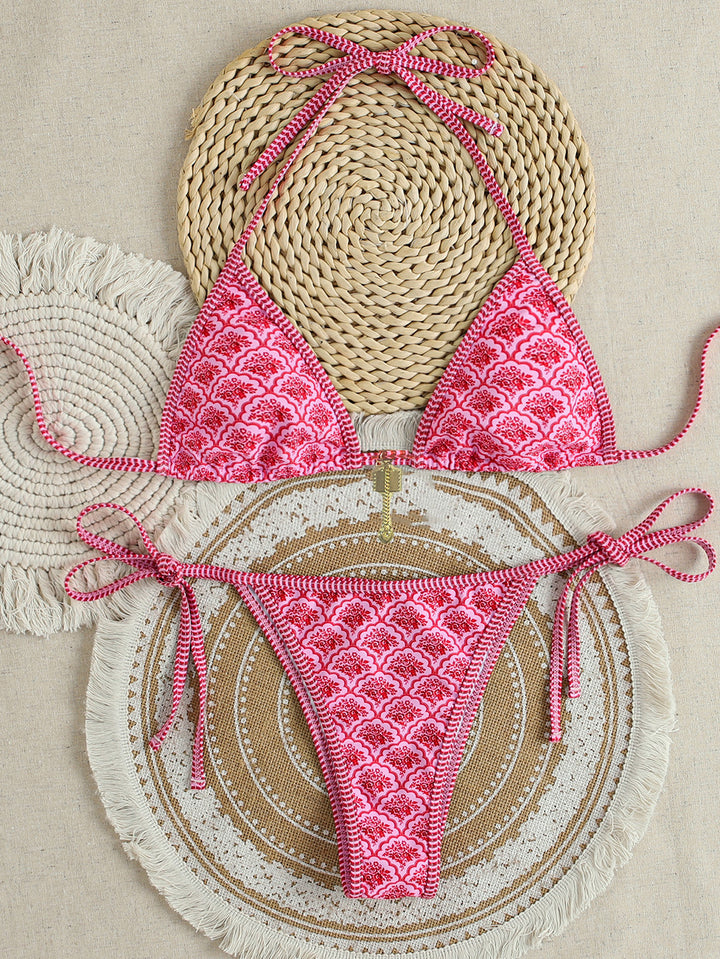 Damen Triangel-Bikini mit verspieltem Palmenmuster Echo Archiv