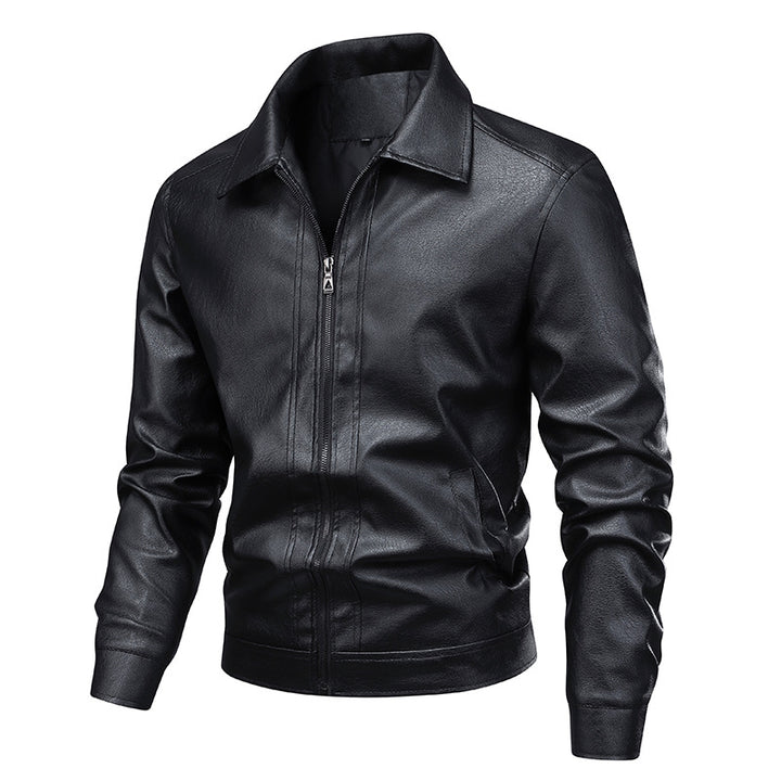 Herren Schlanke Kunstleder-Hemdblouson mit verdeckter Reißverschlussfront & elastischem Saum Echoarchiv
