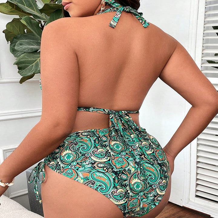 Damen Hochgeschnittener Triangel-Bikini mit floralen Mustern und verstellbaren Trägern Echo Archiv