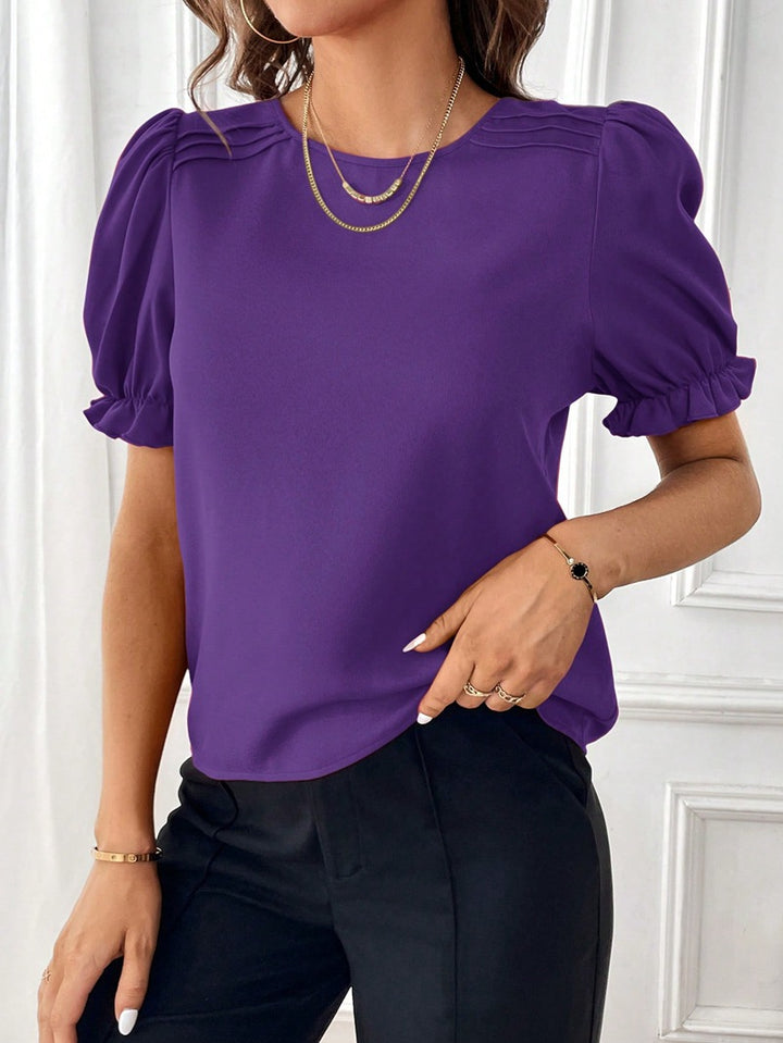 Damen Elegante Chiffonbluse mit Puffärmeln und dekorativen Schulterfalten Echo Archiv