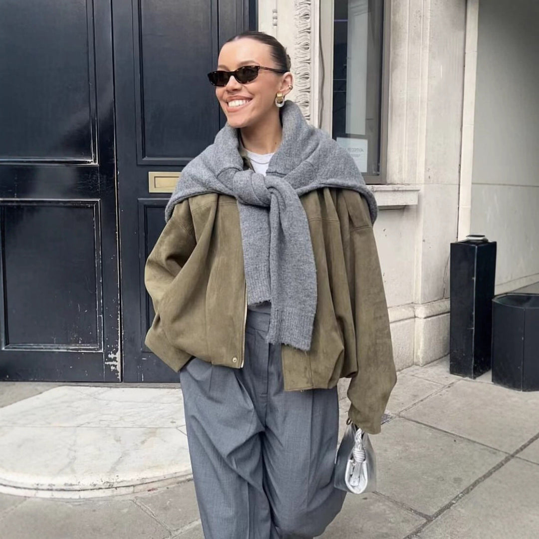 Damen Oversize Wildlederimitat-Kurzjacke Echo Archiv
