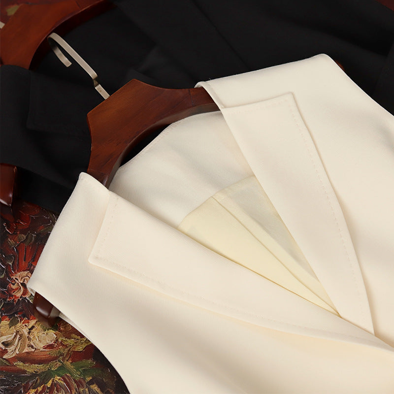 Damen Ärmellose Blazer-Weste mit Taillengürtel Echoarchiv