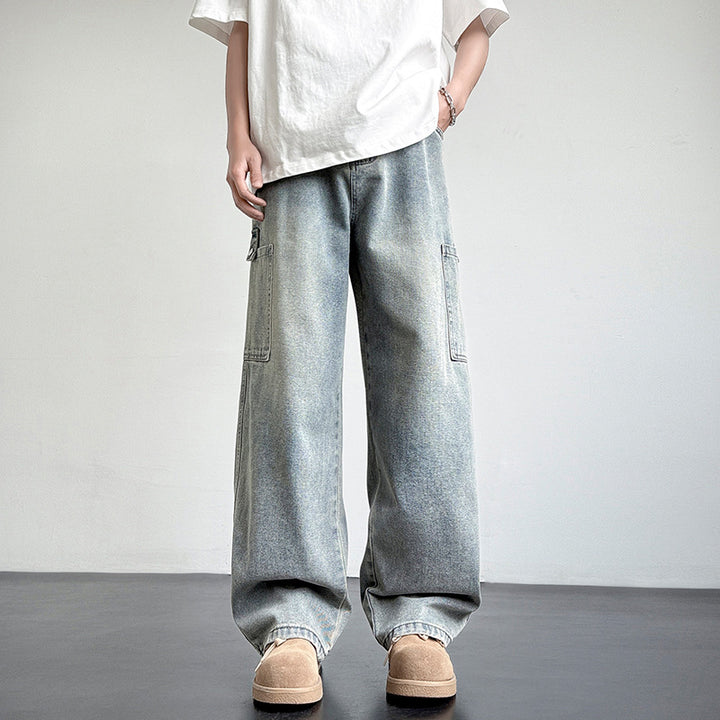Herren lässige Cargo-Jeans mit weiten Beinen und praktischen Seitentaschen Echoarchiv