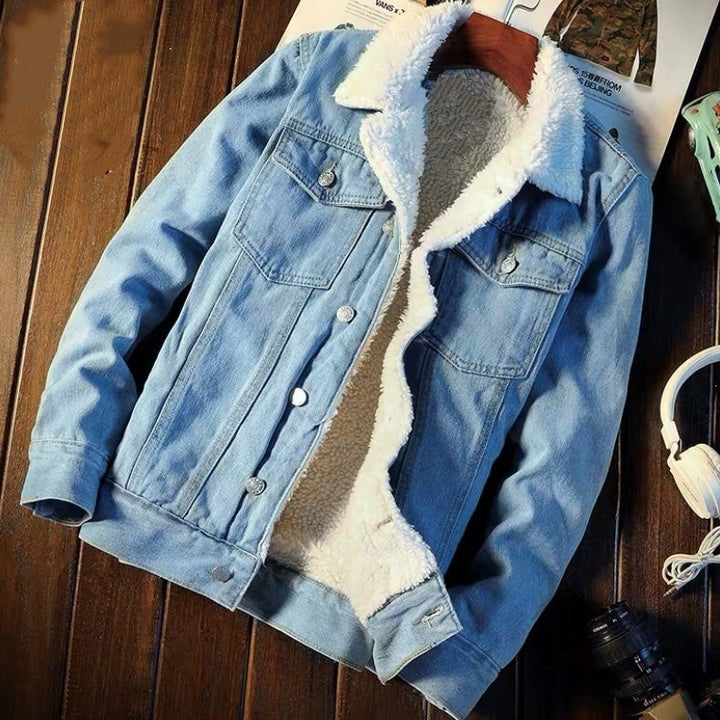 Herren Lässige Denimjacke mit Fleece-Futter Echoarchiv