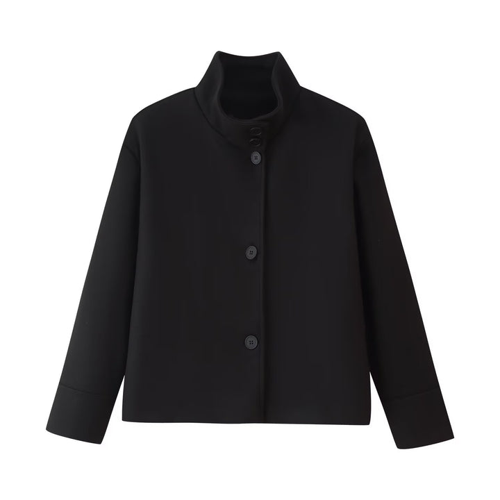 Damen 60+ Boxy‑Kurzjacke mit hohem Stehkragen und verdeckter Knopfleiste Echo Archiv