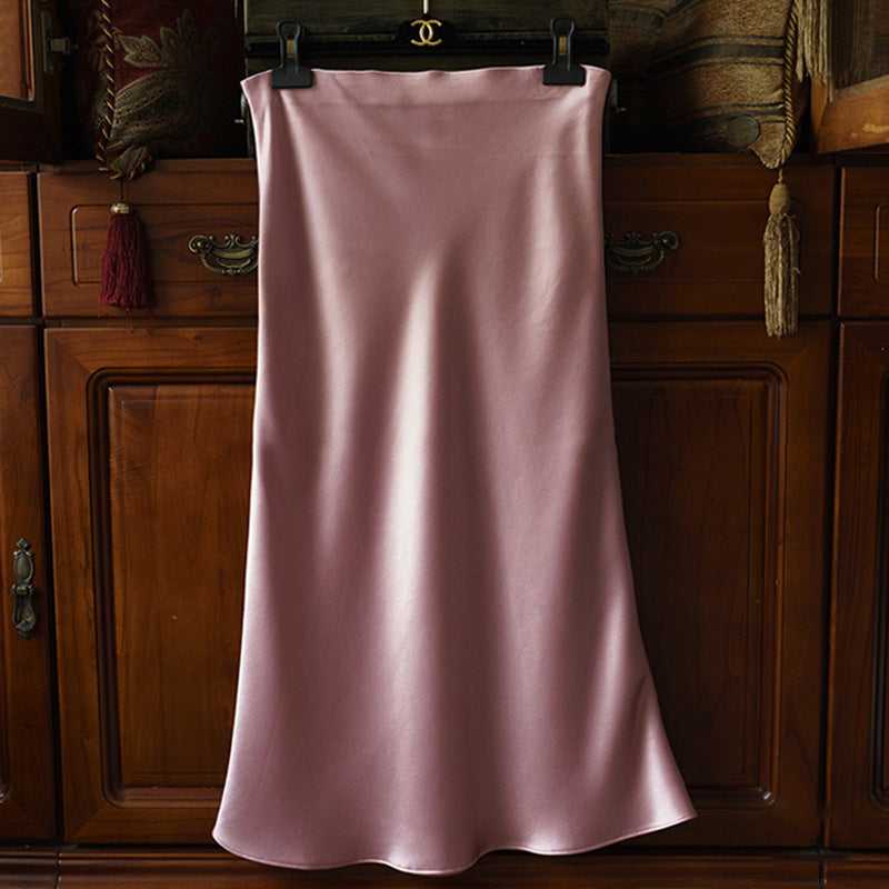 Damen Taillenhoher Midirock aus Satin-Bias mit seidig-glänzendem Fall Echo Archiv