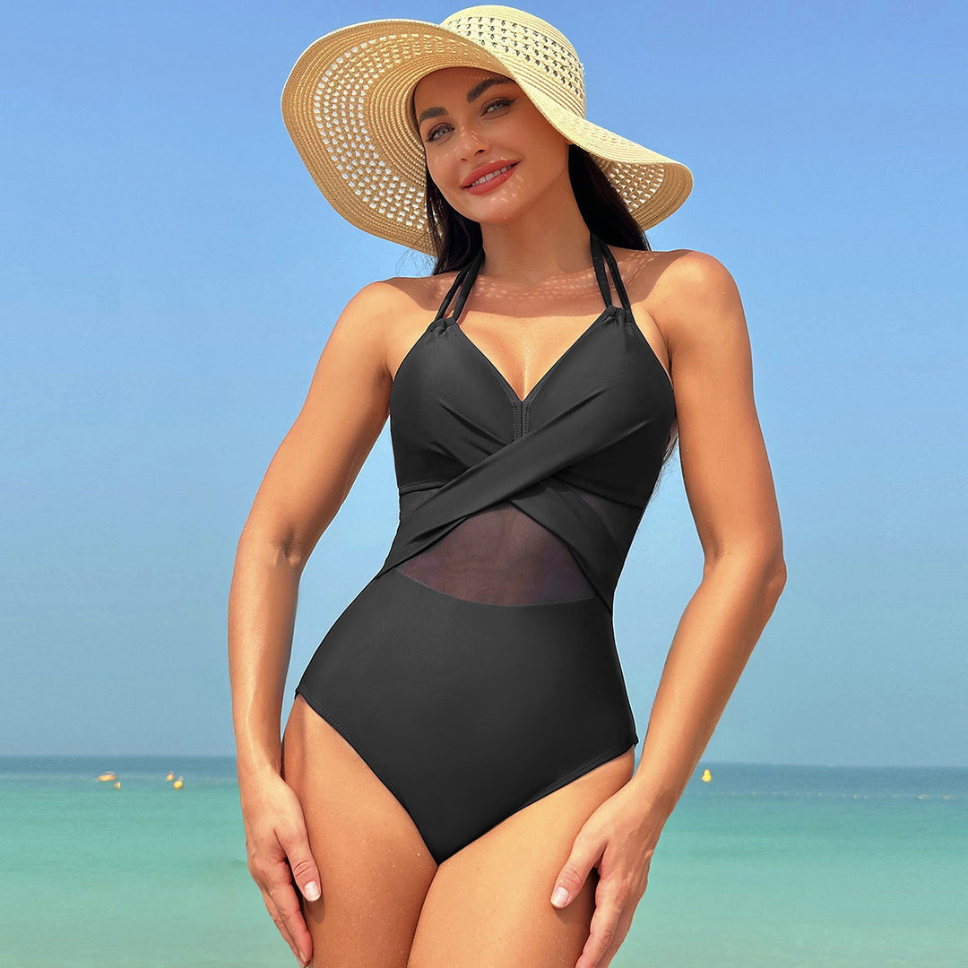 Damen Einteiliger Badeanzug mit stylishen Mesh-Elementen Echo Archiv