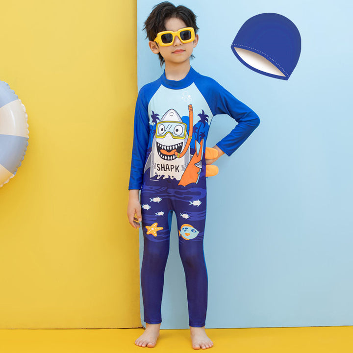 Jungen UV-Schutz Schwimmanzug mit langen Ärmeln und süßem Dinosaurier-Motiv Echo Archiv