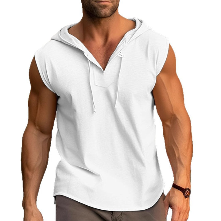 Herren ärmelloses Trainingsshirt mit praktischem Kapuzen-Design Echoarchiv